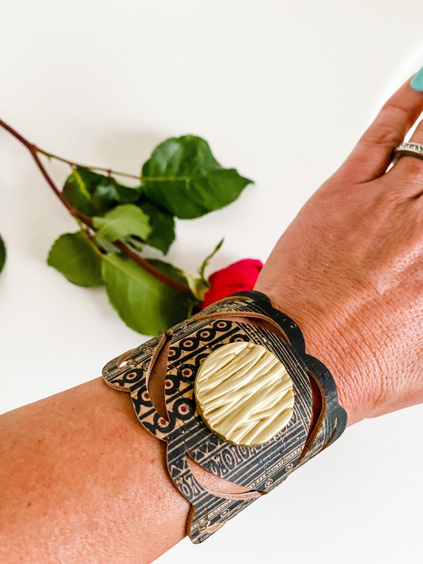 Aztec Phoenix Jewelry Set, Thunderbird Gold Hoop Earrings, Concho Bracelet, Boho Southwestern Jewelry Set, Thunderbird Earrings and Cuff