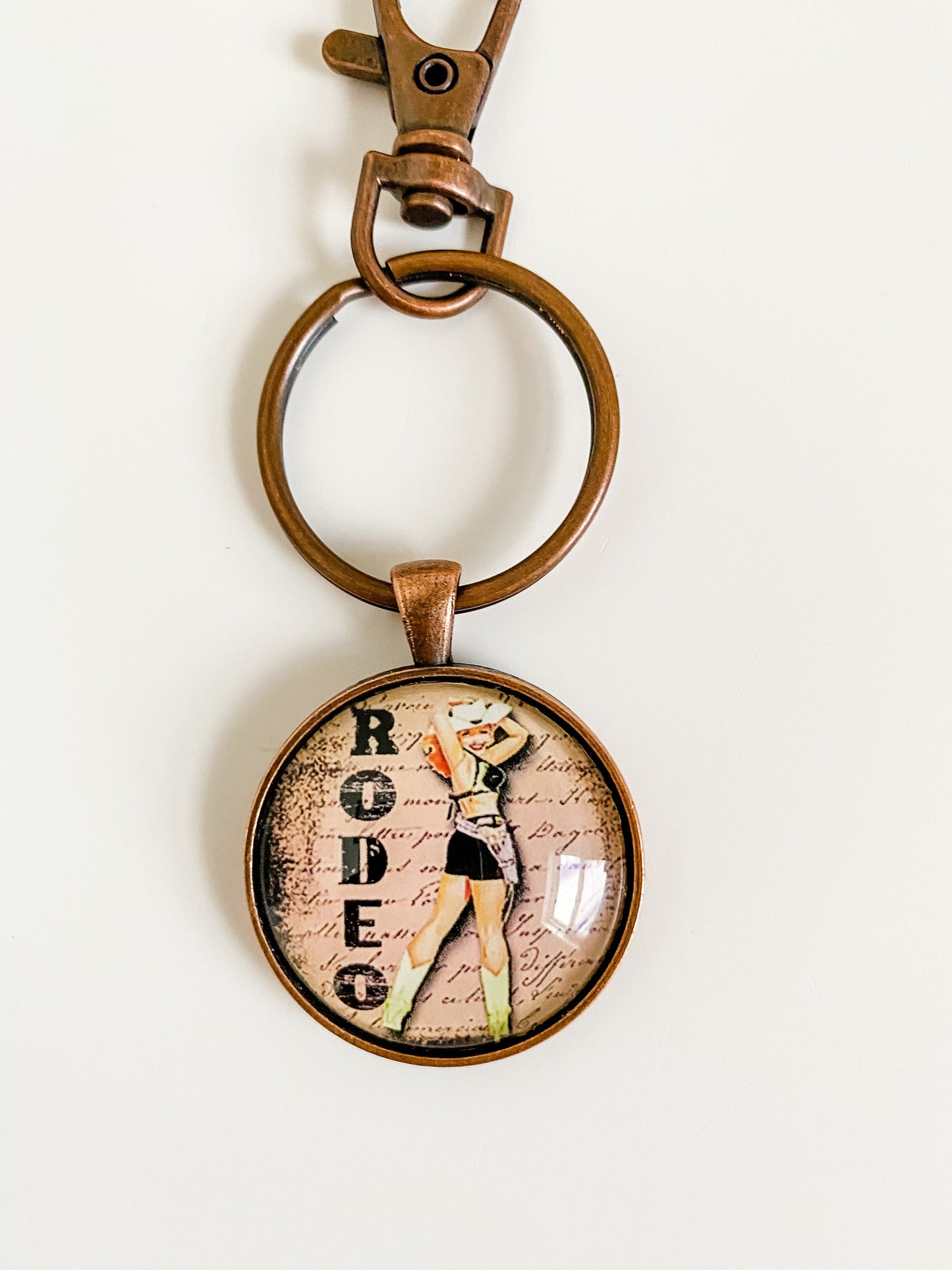 Vintage Cowgirl Keychain, Pin Up Girl Keychain, Western Keychain, Purse Charm, Coastal Cowgirl Gift, Punchy Western Accessory, Saddle Charm