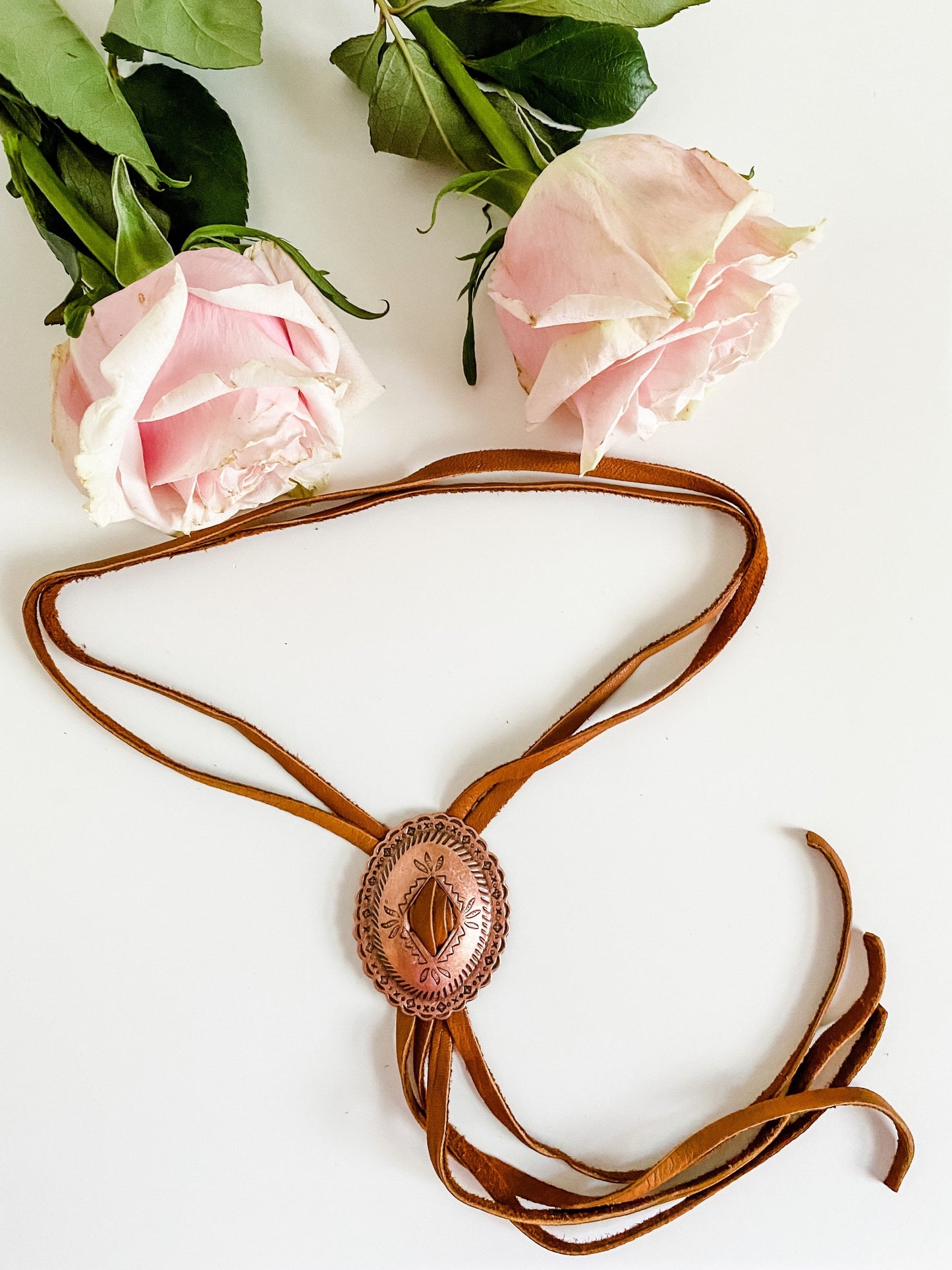 Modern Bolo Concho Necklace, Deerskin Leather Bolo Necklace, Western Statement Necklace, Punchy Jewelry, choose leather and concho color