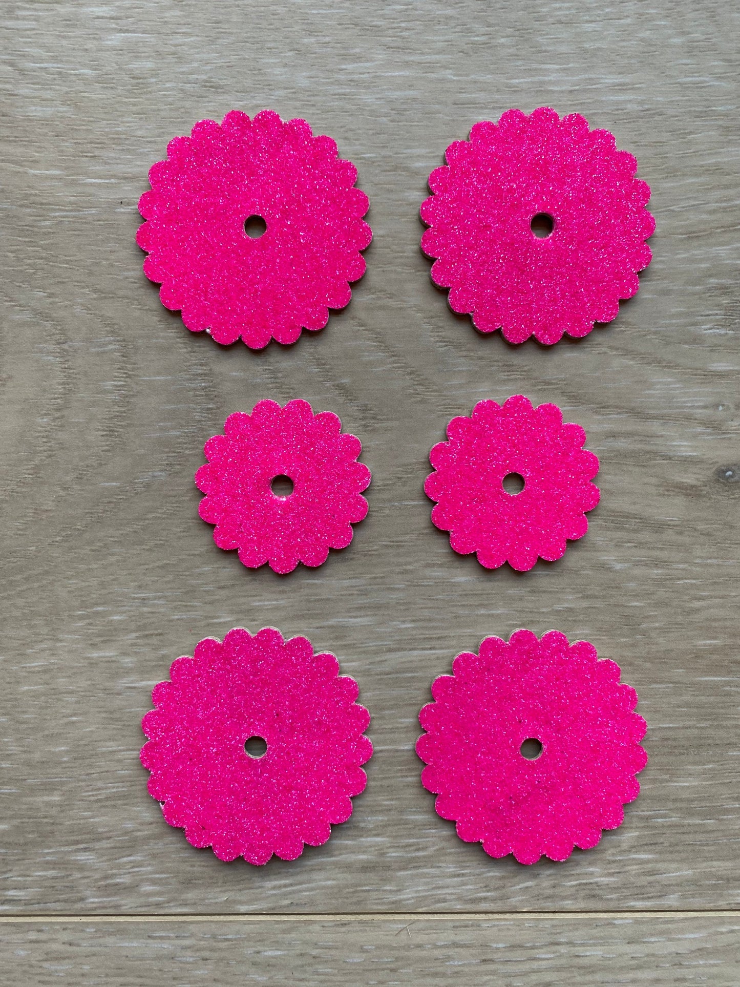 Pink Glitter Leather Rosettes, Hot Pink Glitter Rosettes, Saddle Set Rosettes, set of 6 rosettes, Neon Pink Rosettes, Bling Conchos