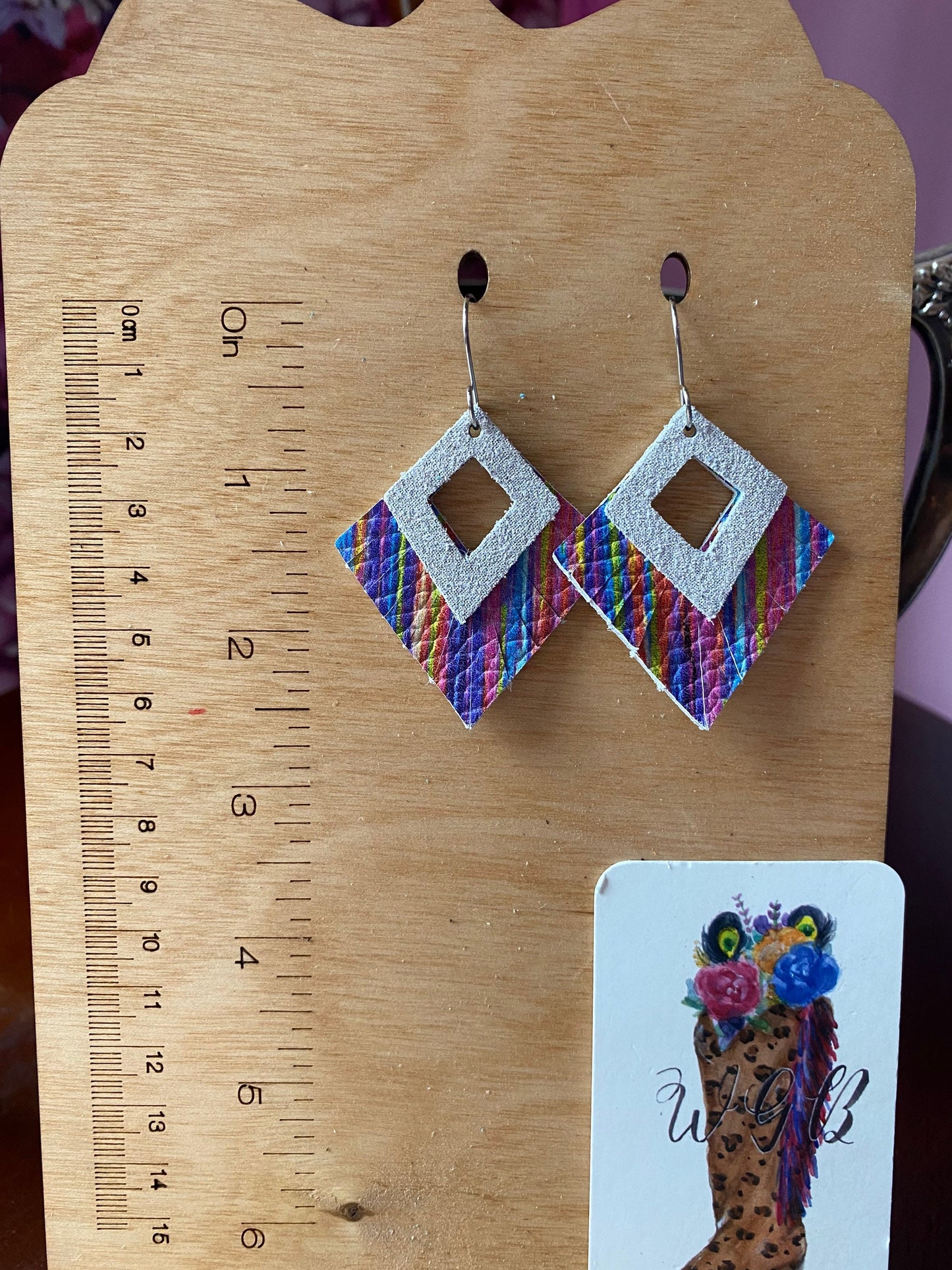 Vibrant Leather Fringe Earrings, Rainbow Stripe Earrings, Coastal Cowgirl Earrings, Bright Earrings, Boho Chic, Geometric Fringe Earrings