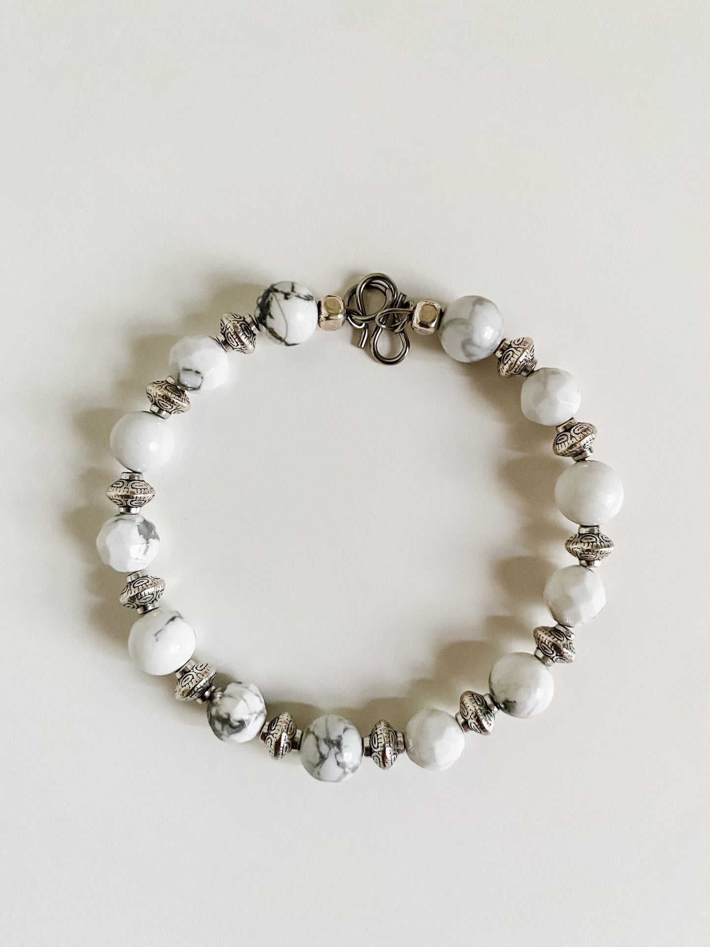 White Howlite Beaded Bracelet, Boho Tribal Chic Bead Bracelet, Coastal Cowgirl Jewelry, Boho Wedding Jewelry, Best Friend Gift for Her