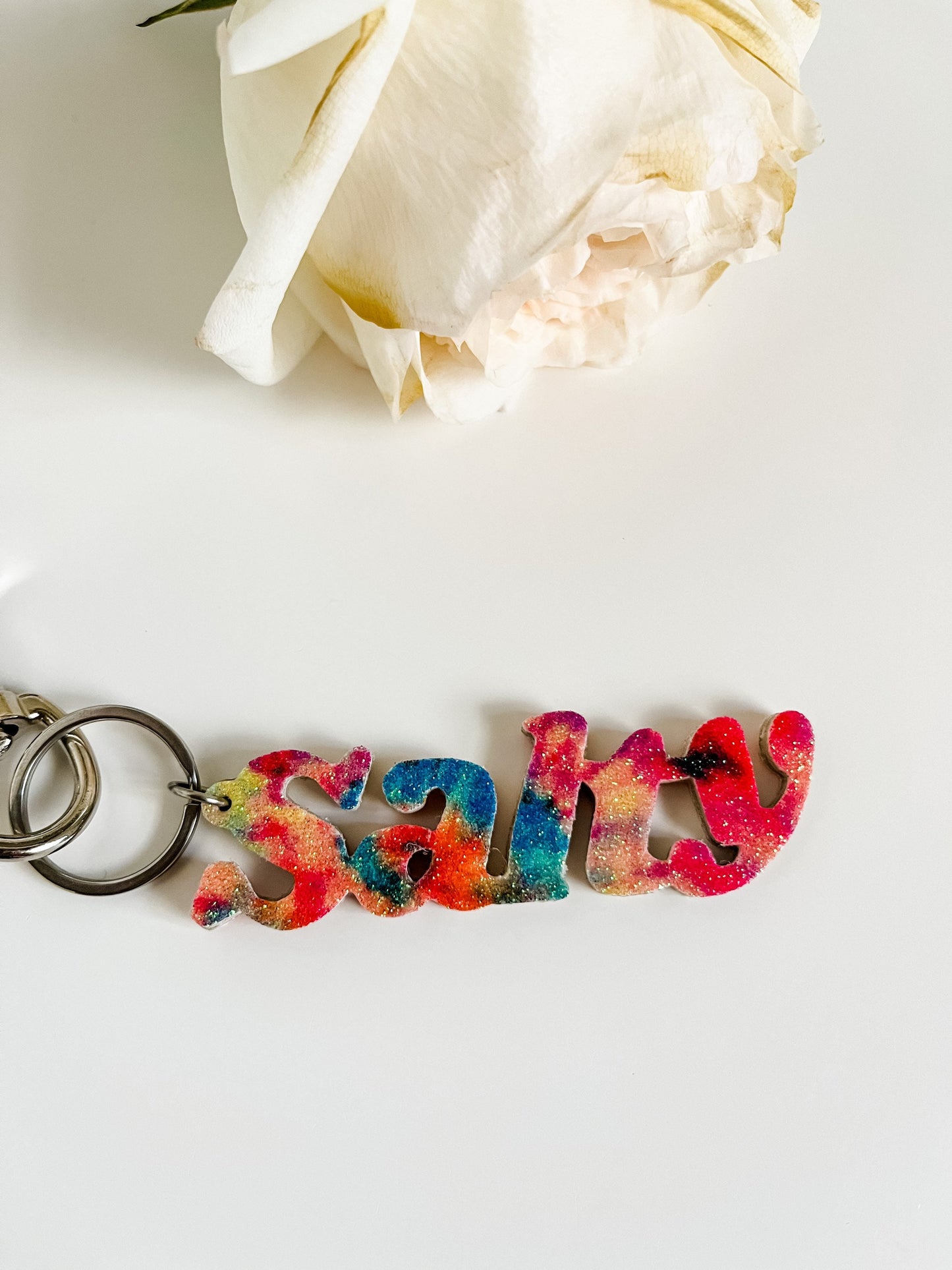 Salty Saddle Charm, Tie Die Glitter Keychain, Salty Keychain Charm, Bling for Horse Tack, Backpack Charm, Purse Charm Bag Flair, Quirky Gift