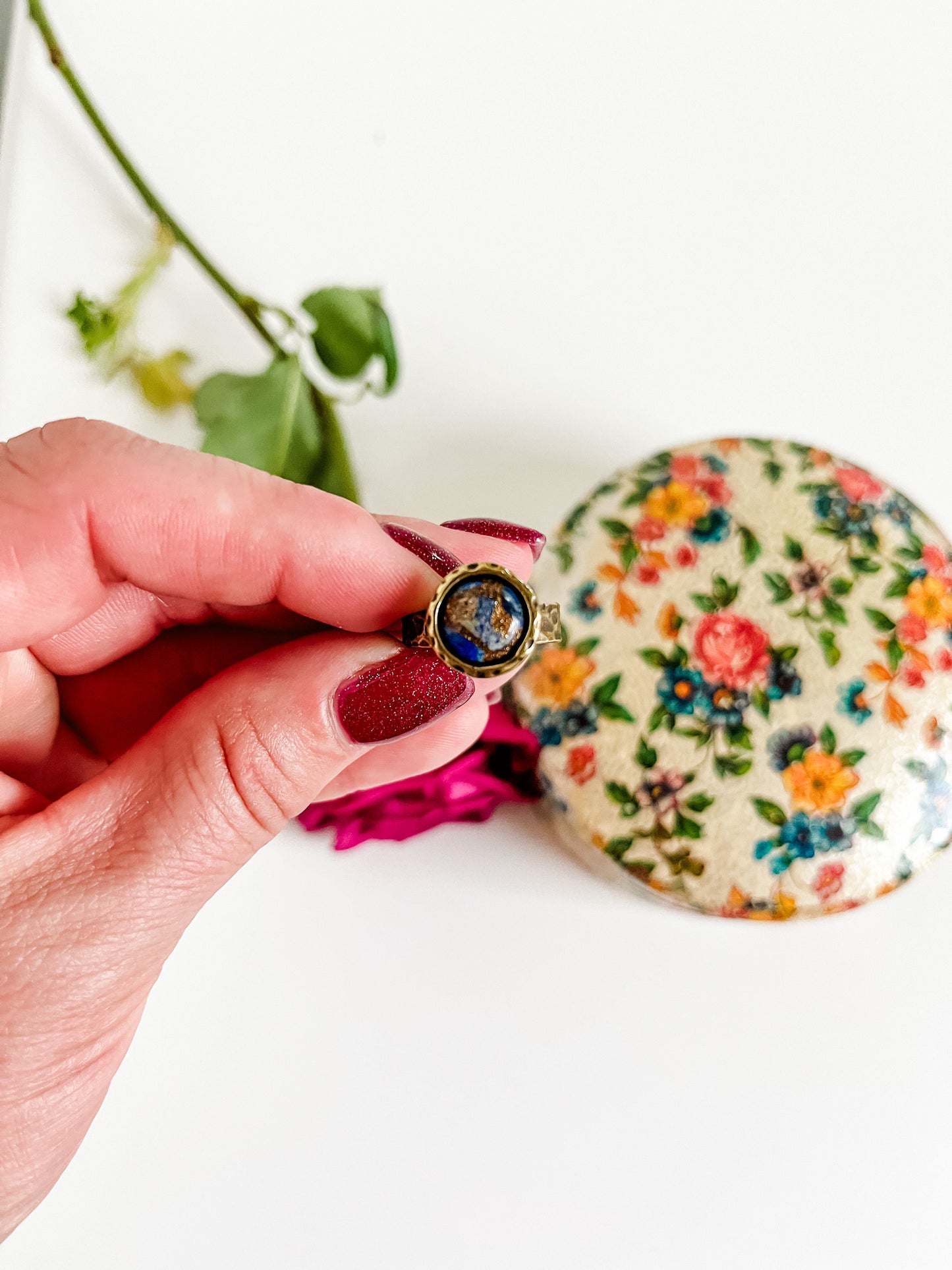 Lapis Lazuli Ring, Natural Lapis Gemstone, Hammered Antique Brass Ring, Lapis Ring, Festival Jewelry, Boho Chic Bronze Ring, Coastal Cowgirl