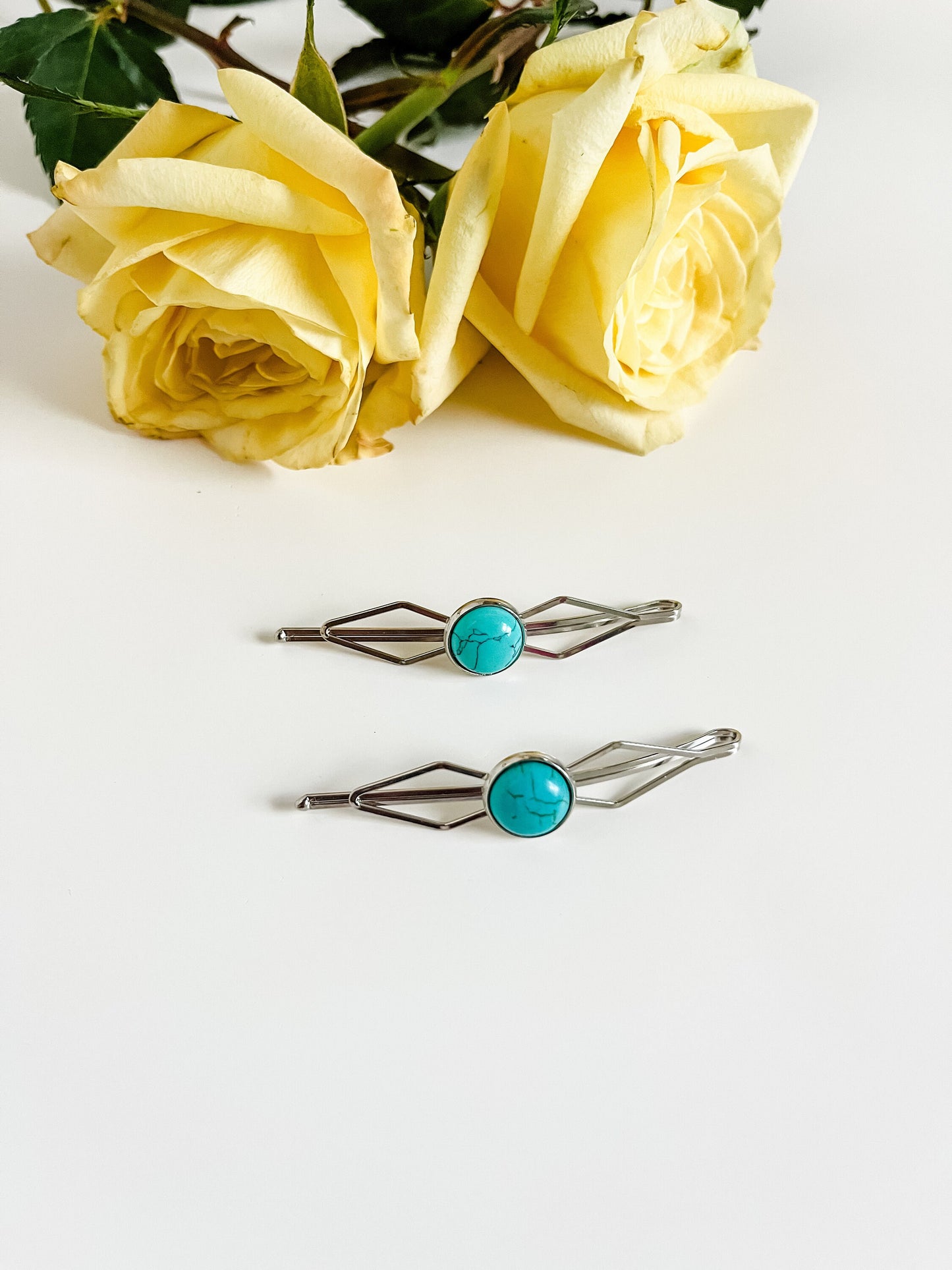 Turquoise Hair Barrettes, Women’s Hair Clip, Hair Jewelry, Wedding Bridal Barrette Clip, Western Hair Pin, Boho Howlite Turquoise Hair Pin