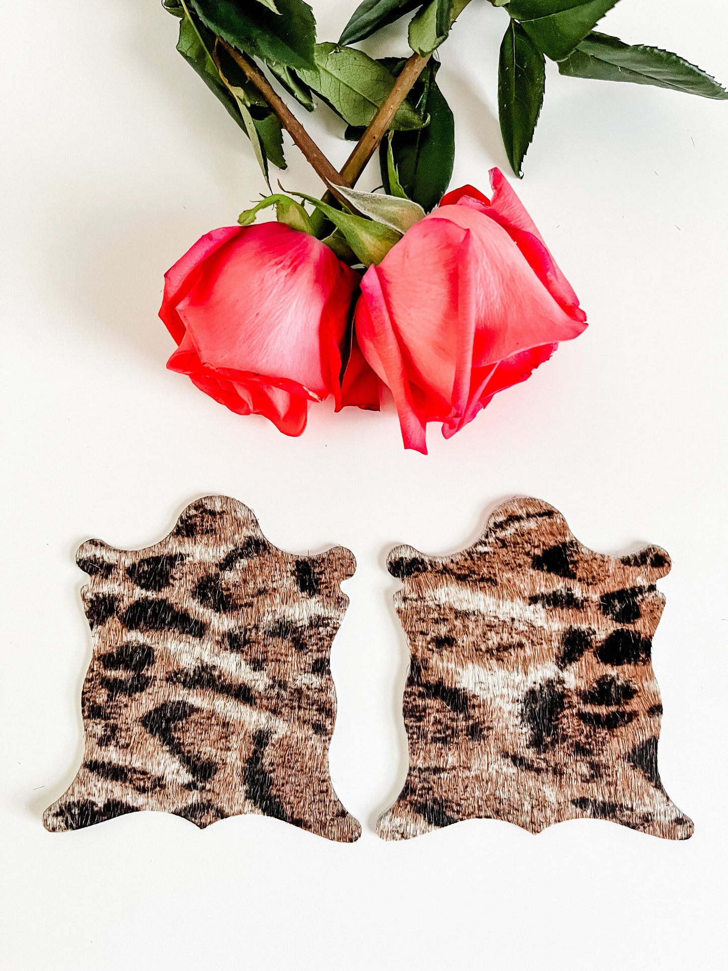 Ocelot Cat Hair on Hide Coasters, Cowhide Rug Coasters, Boss Babe Gift, Exotic Animal Print Coaster Set, Gift for Woman Who Has Everything