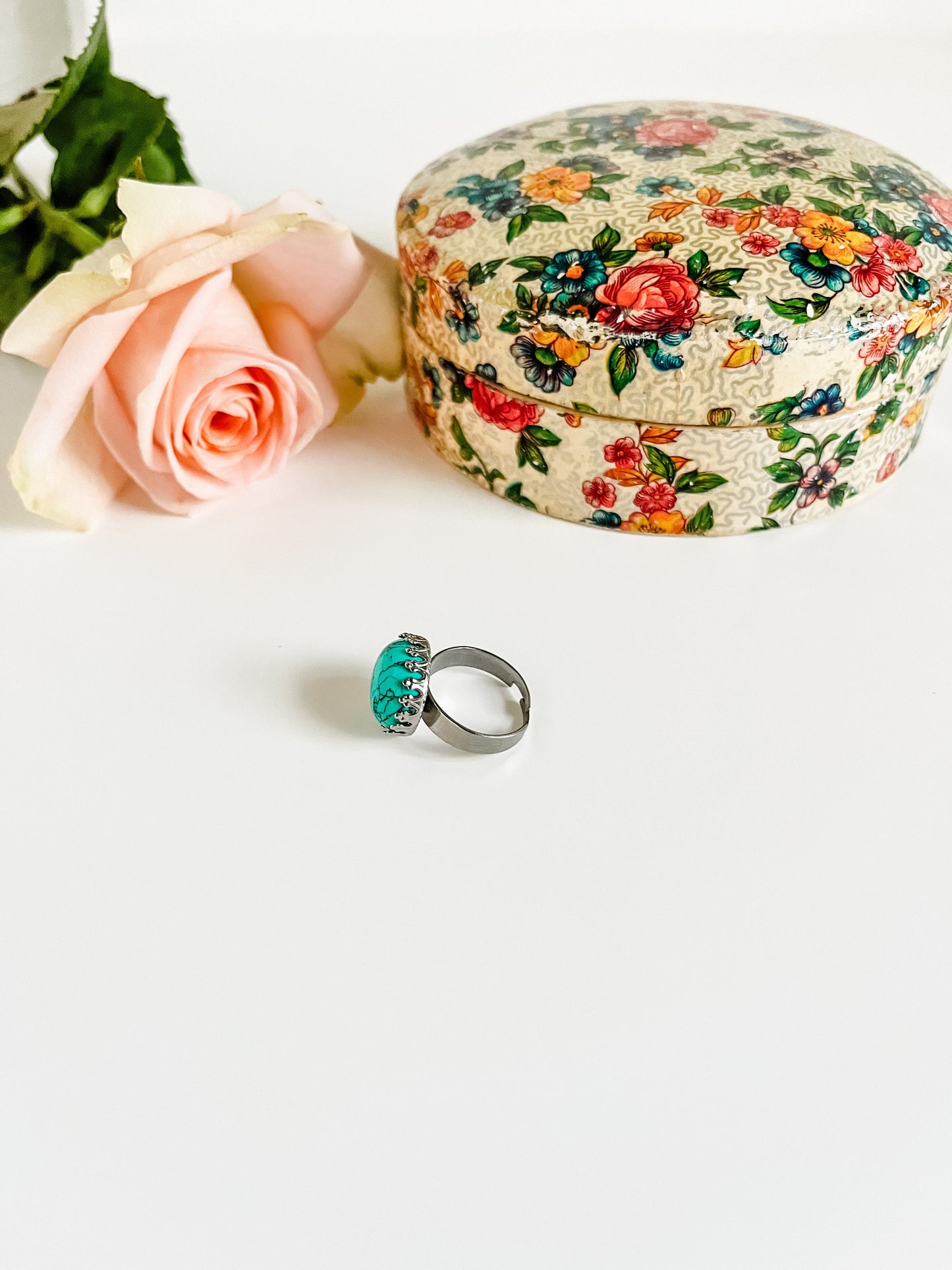 Natural Turquoise Ring, Boho Chic Turquoise Ring, Coastal Cowgirl Jewelry, Western Ring, Adjudtable Silver Ring, Cowgirl Gift for Her