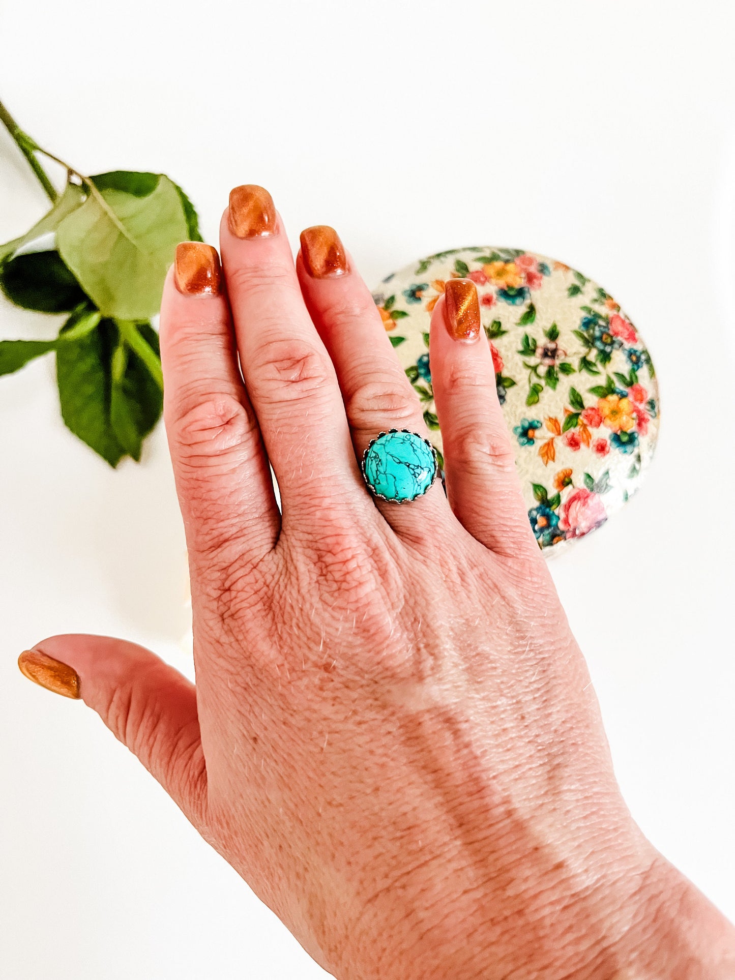 Natural Turquoise Ring, Boho Chic Turquoise Ring, Coastal Cowgirl Jewelry, Western Ring, Adjudtable Silver Ring, Cowgirl Gift for Her