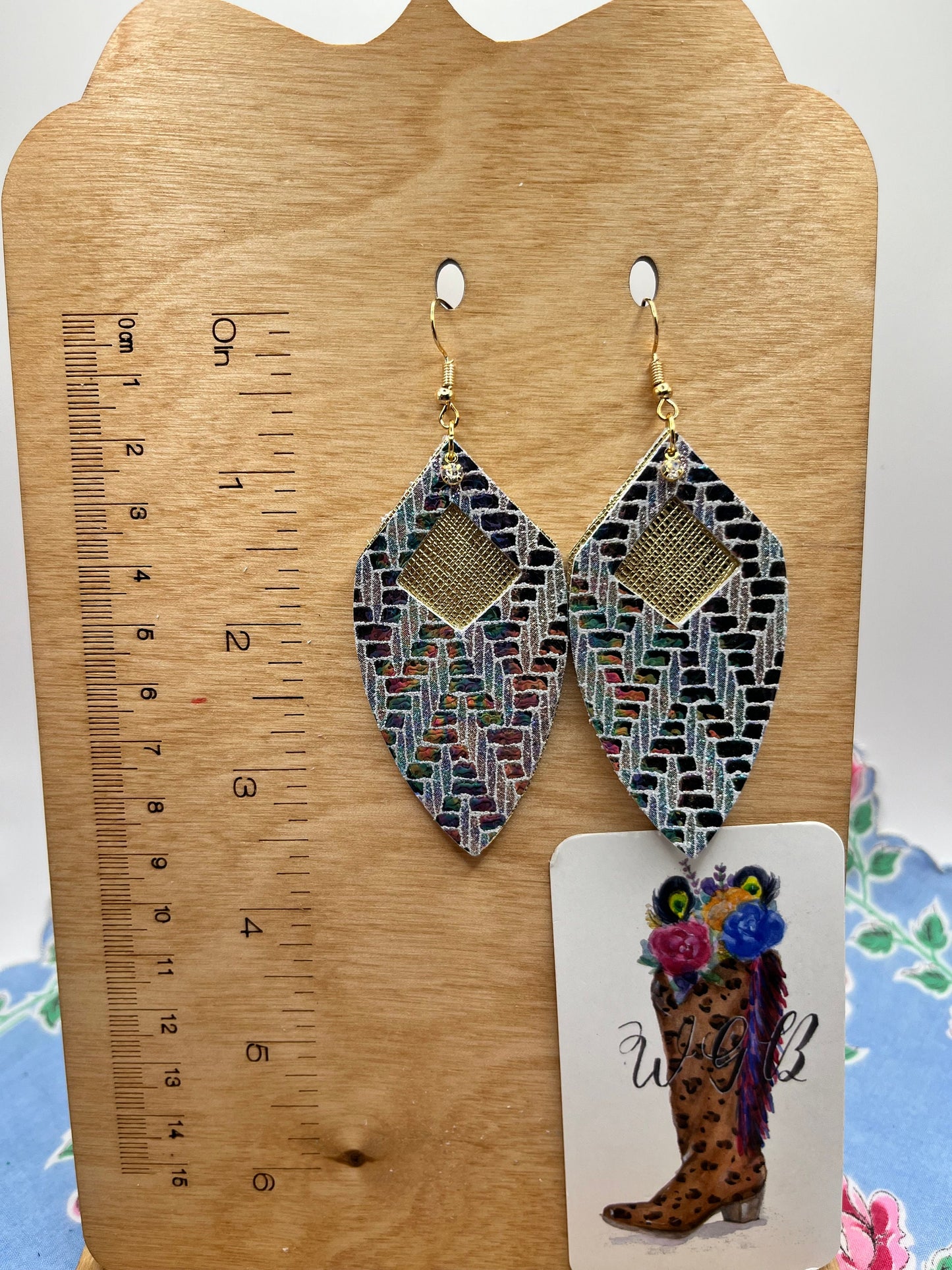 Iridescent Leather Dangle Earrings, Glam Western Earrings, Coastal Cowgirl Earrings, Bachelorette Party Earrings, Birthday Gift for Her