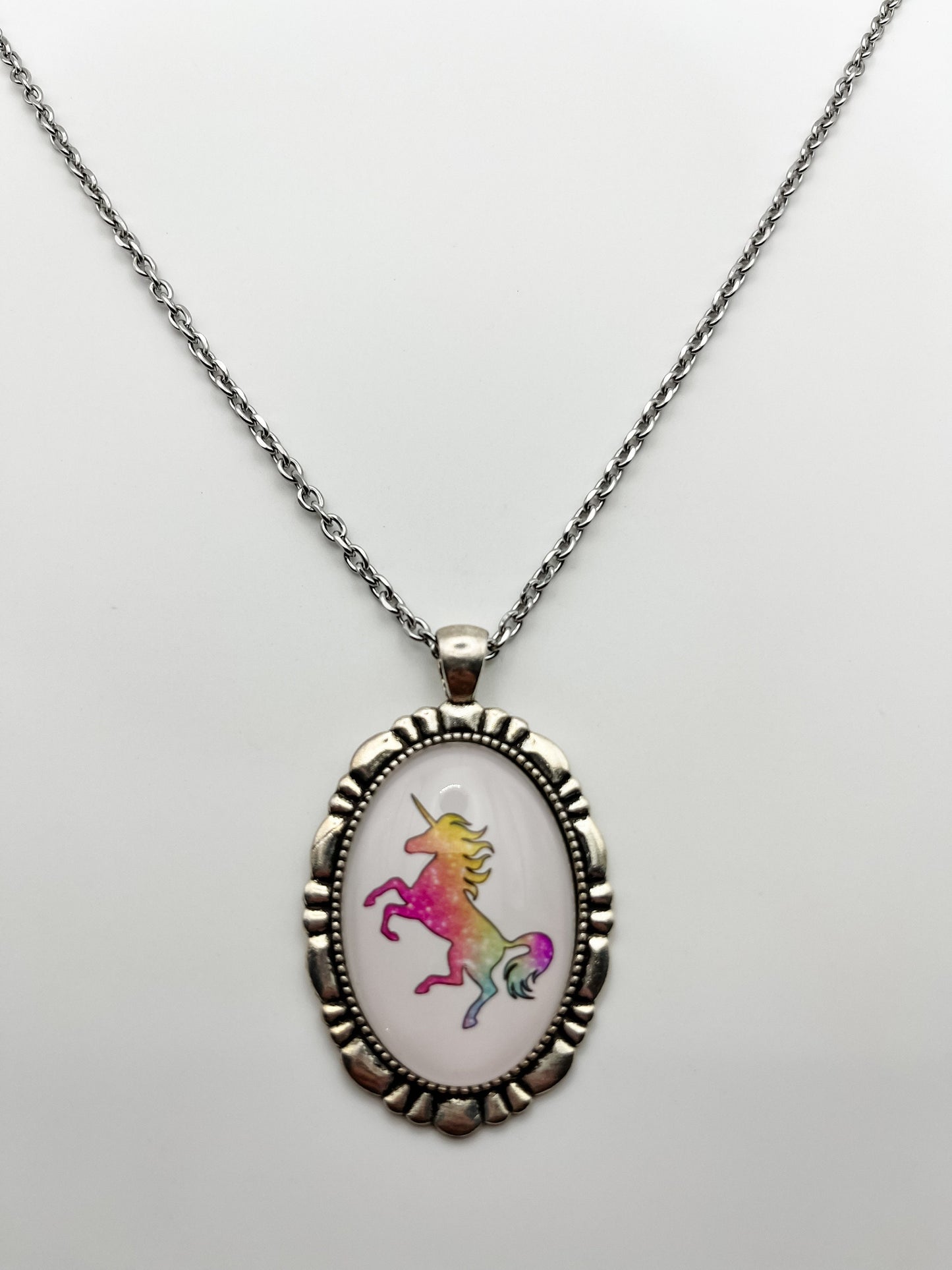 Unicorn Pendant Necklace, Rainbow Unicorn Necklace, Fairytale Fairycore Jewelry, Whimsical Necklace, Girls Birthday Gift for Her