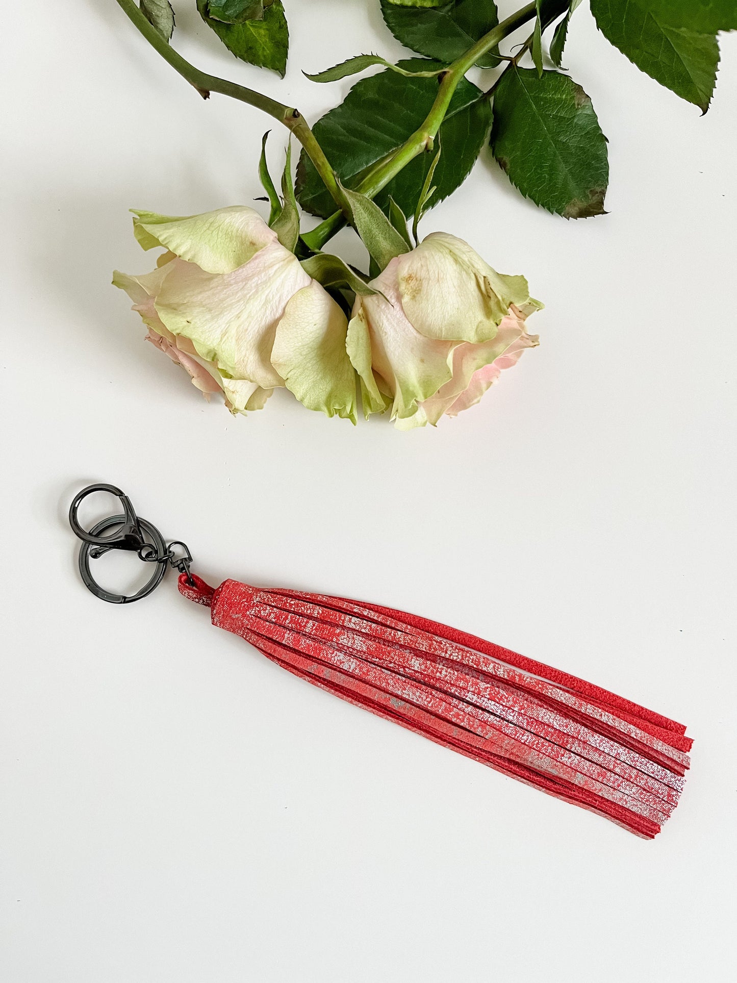 Metallic Leather Purse Tassel, Fringe Tassel, Purse Charm, Bag Flair Charm, Turquoise Tassel, White Tassel, Peach Coral Tassel