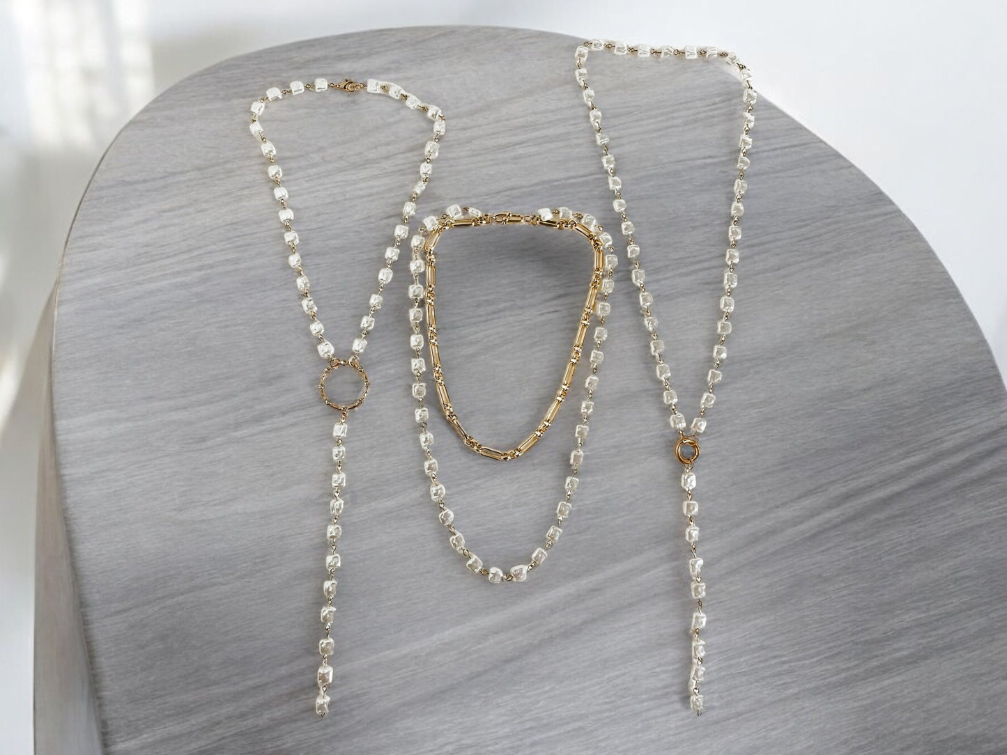 Pearl Y Necklaces, Layered Pearl Necklace, Boho Wedding Necklace, Vintage Inspired Necklaces, Unique Pearls and Gold Necklaces, 3 Styles