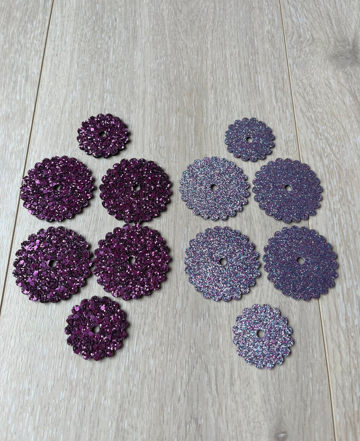 Purple Glitter Rosettes, Glitter Leather Saddle Rosettes, Saddle Set of 6 Rosettes, Rosettes for Tack, Bling Horse Tack, Saddle Accessory